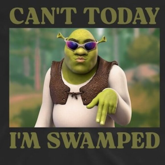 Cant Today Im Swamped Funny Shrek Unisex T-Shirt 26 - Picture 2 of 5
